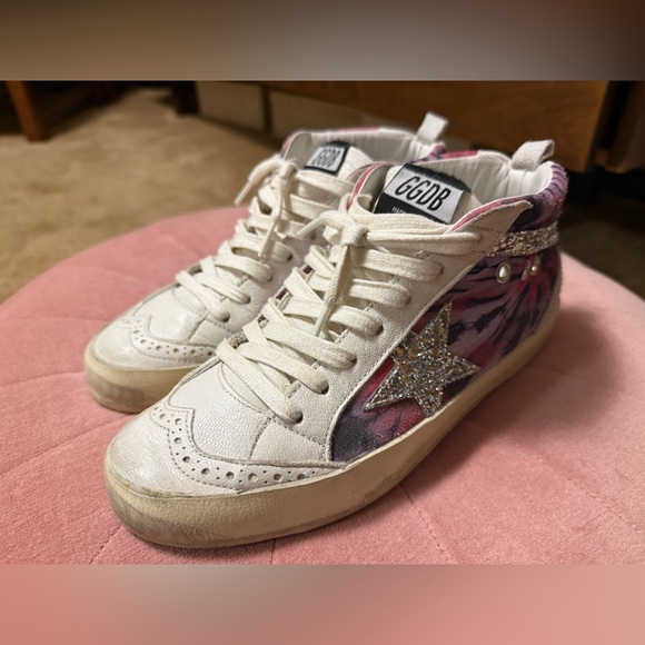 Golden Goose MIDSTAR TIE DYE SUEDE SNEAKERS IN TIE DYE PINK BLAC - sz 7 (37) - Picture 3 of 11